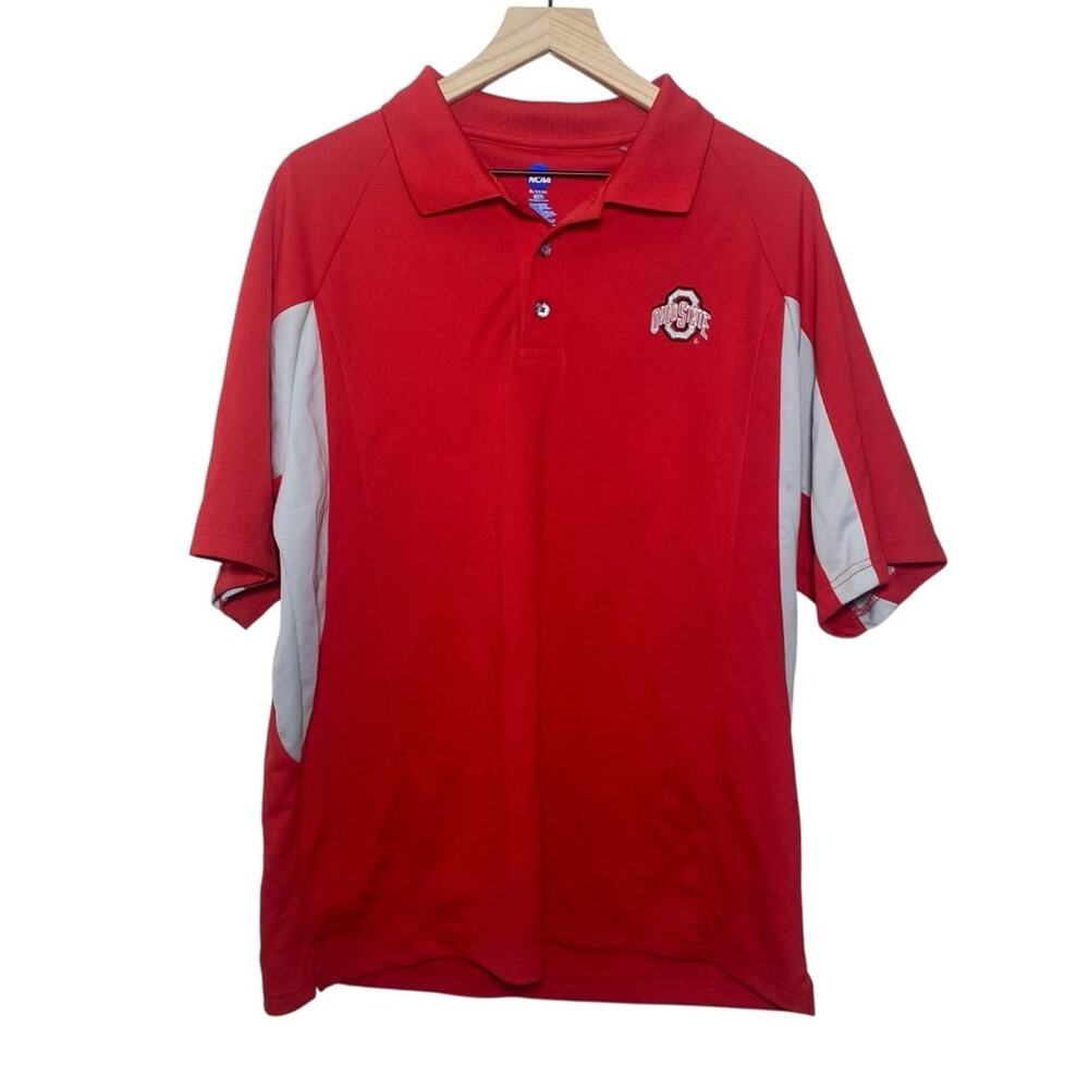 NCAA Ohio State University Polo Size Large Red Short Sleeve